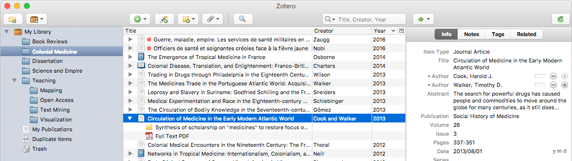 Zotero interface